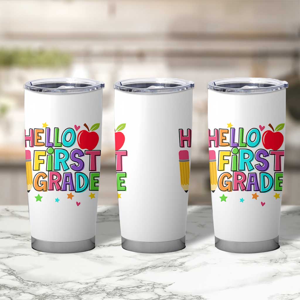 Hello First Grade Teacher Tumbler Cup Back To School 1st Grade Team - Wonder Print Shop