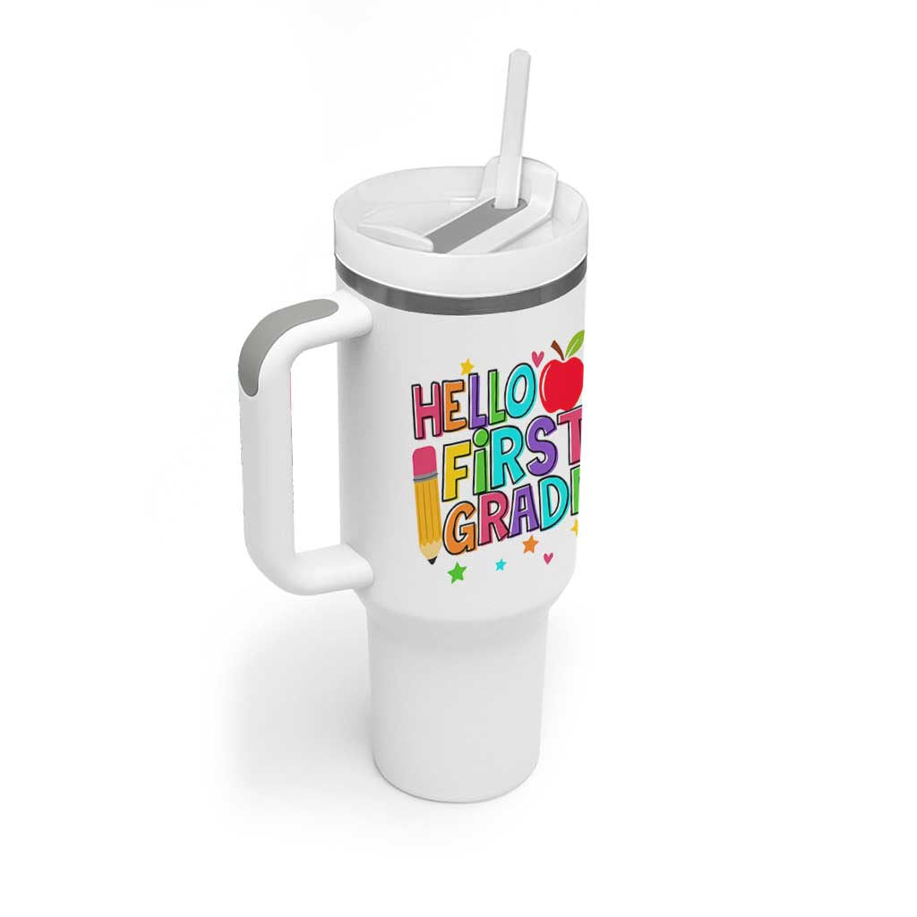 Hello First Grade Teacher Tumbler With Handle Back To School 1st Grade Team - Wonder Print Shop