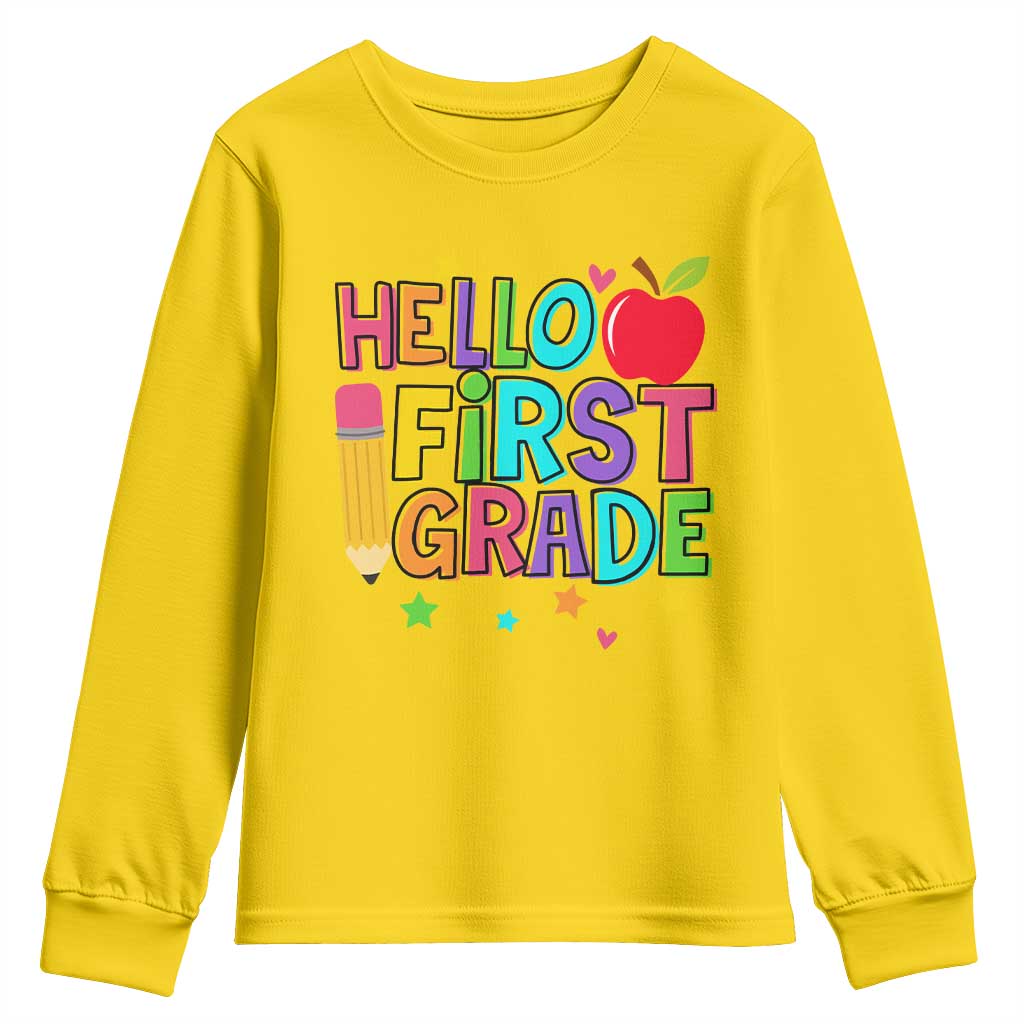 Hello First Grade Teacher Youth Sweatshirt Back To School 1st Grade Team - Wonder Print Shop
