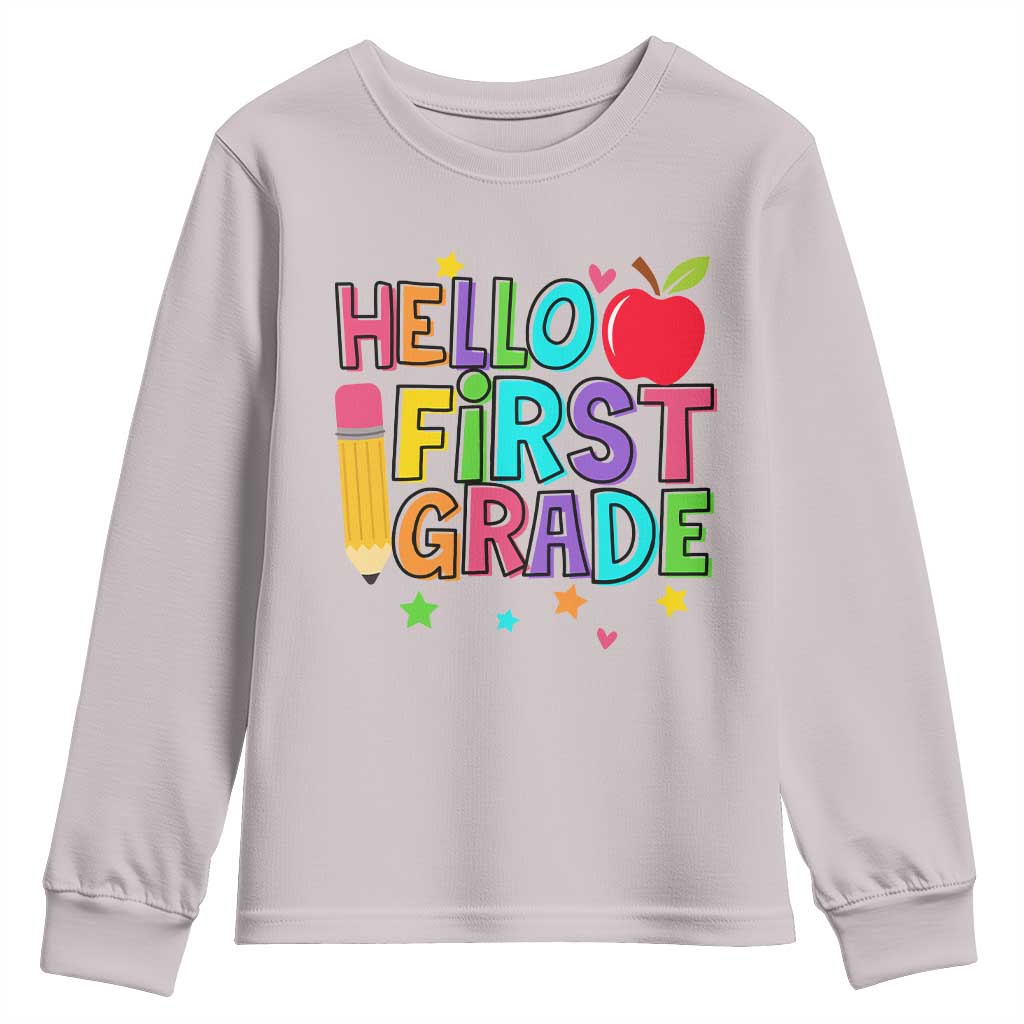 Hello First Grade Teacher Youth Sweatshirt Back To School 1st Grade Team - Wonder Print Shop
