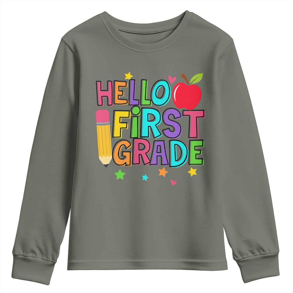 Hello First Grade Teacher Youth Sweatshirt Back To School 1st Grade Team - Wonder Print Shop