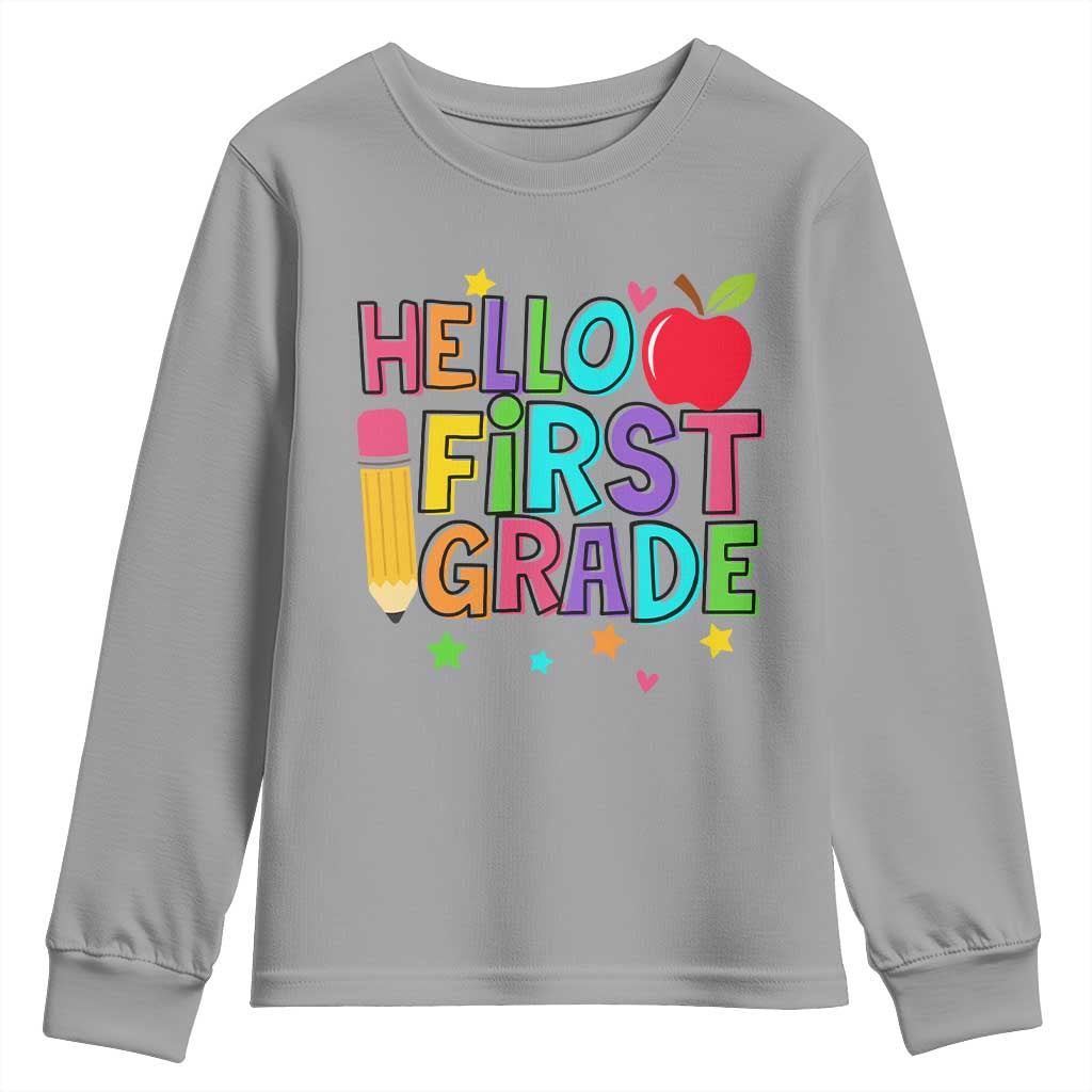 Hello First Grade Teacher Youth Sweatshirt Back To School 1st Grade Team - Wonder Print Shop