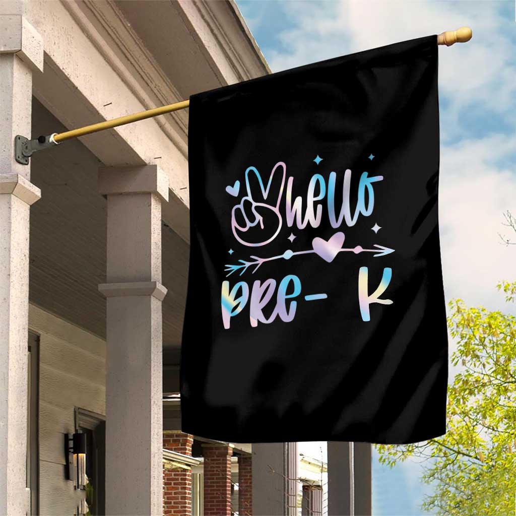 Hello Pre-k Garden Flag Back To School Cute Tie Dye - Wonder Print Shop