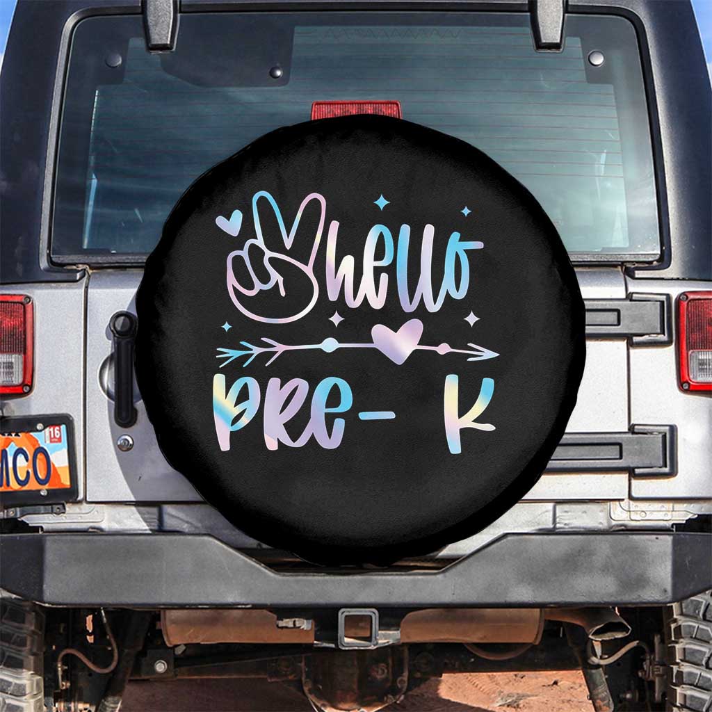 Hello Pre-k Spare Tire Cover Back To School Cute Tie Dye - Wonder Print Shop