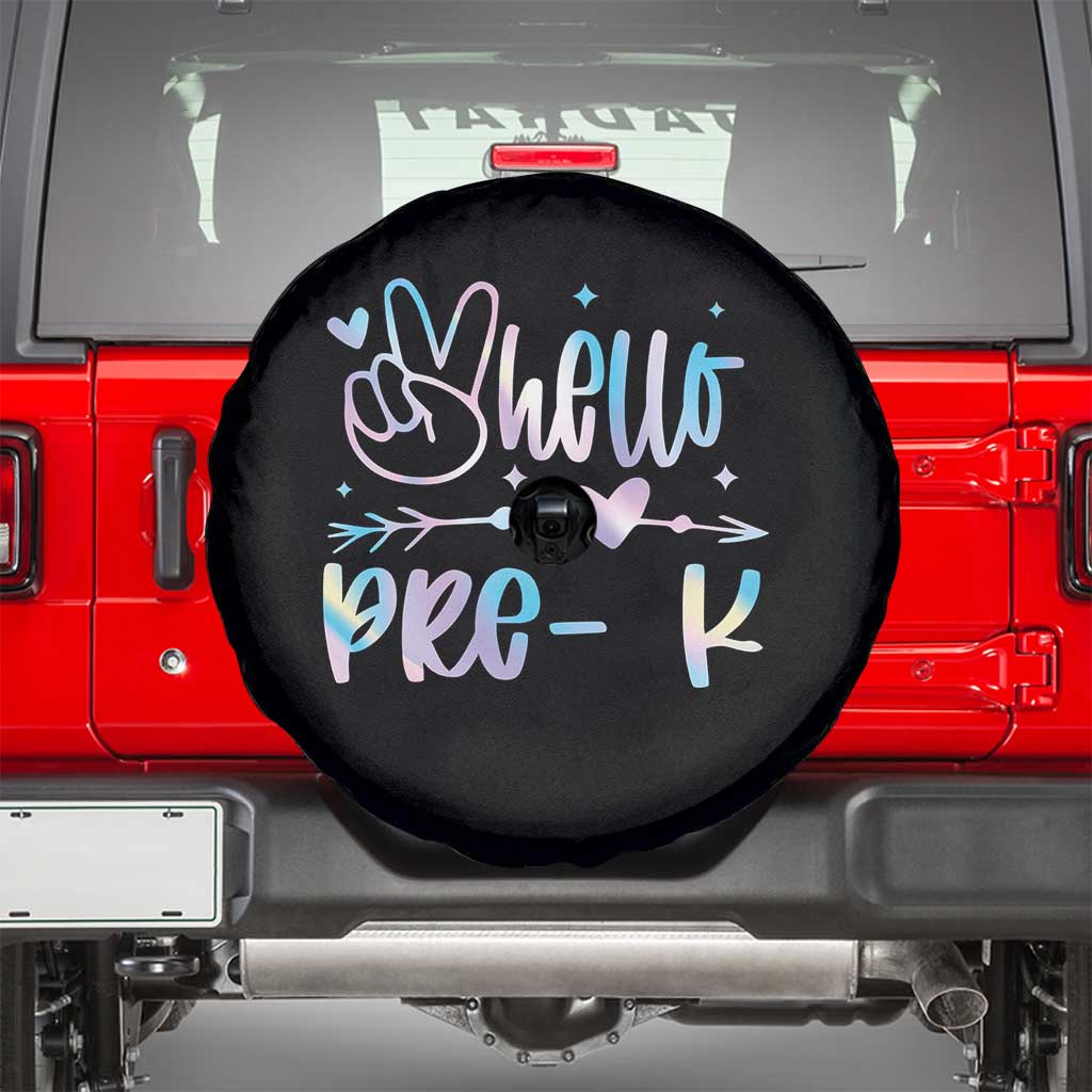 Hello Pre-k Spare Tire Cover Back To School Cute Tie Dye - Wonder Print Shop