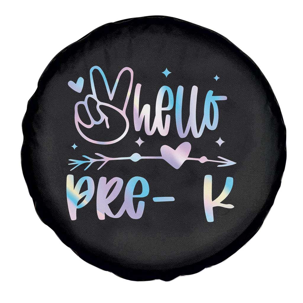 Hello Pre-k Spare Tire Cover Back To School Cute Tie Dye - Wonder Print Shop