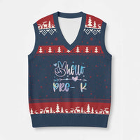 Hello Pre-k V-Neck Knit Sweater Vest Back To School Cute Tie Dye - Wonder Print Shop