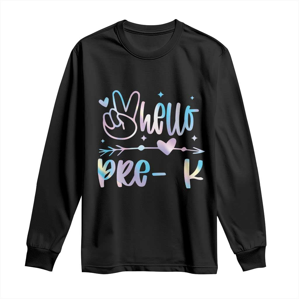 Hello Pre-k Long Sleeve Shirt Back To School Cute Tie Dye - Wonder Print Shop