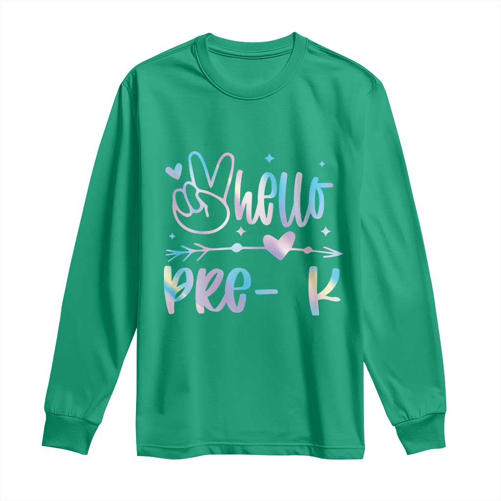 Hello Pre-k Long Sleeve Shirt Back To School Cute Tie Dye - Wonder Print Shop