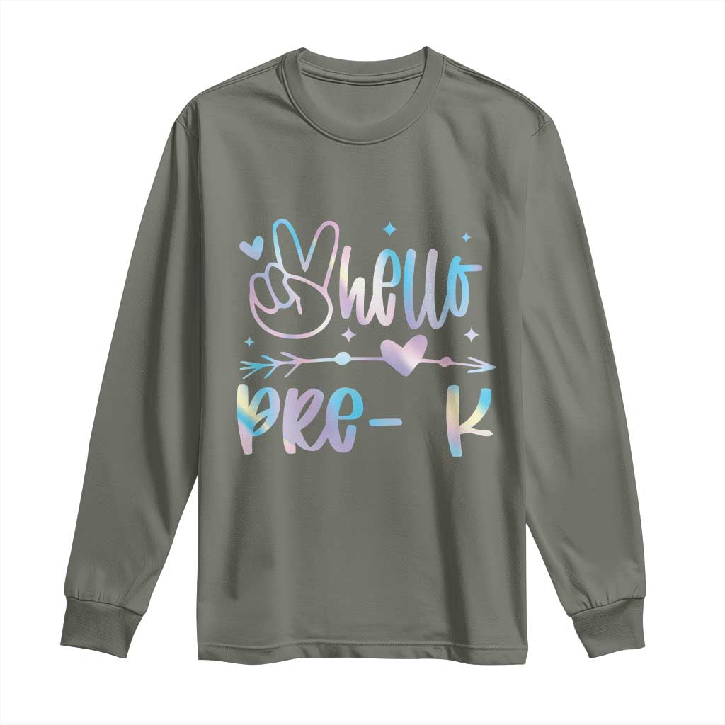 Hello Pre-k Long Sleeve Shirt Back To School Cute Tie Dye - Wonder Print Shop