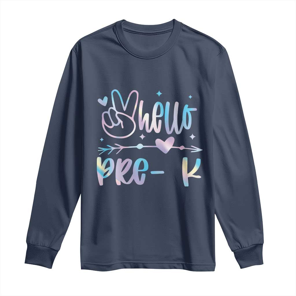 Hello Pre-k Long Sleeve Shirt Back To School Cute Tie Dye - Wonder Print Shop