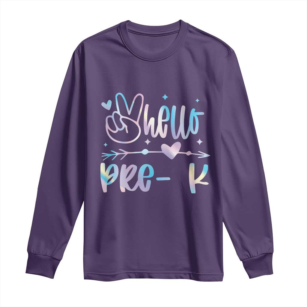 Hello Pre-k Long Sleeve Shirt Back To School Cute Tie Dye - Wonder Print Shop