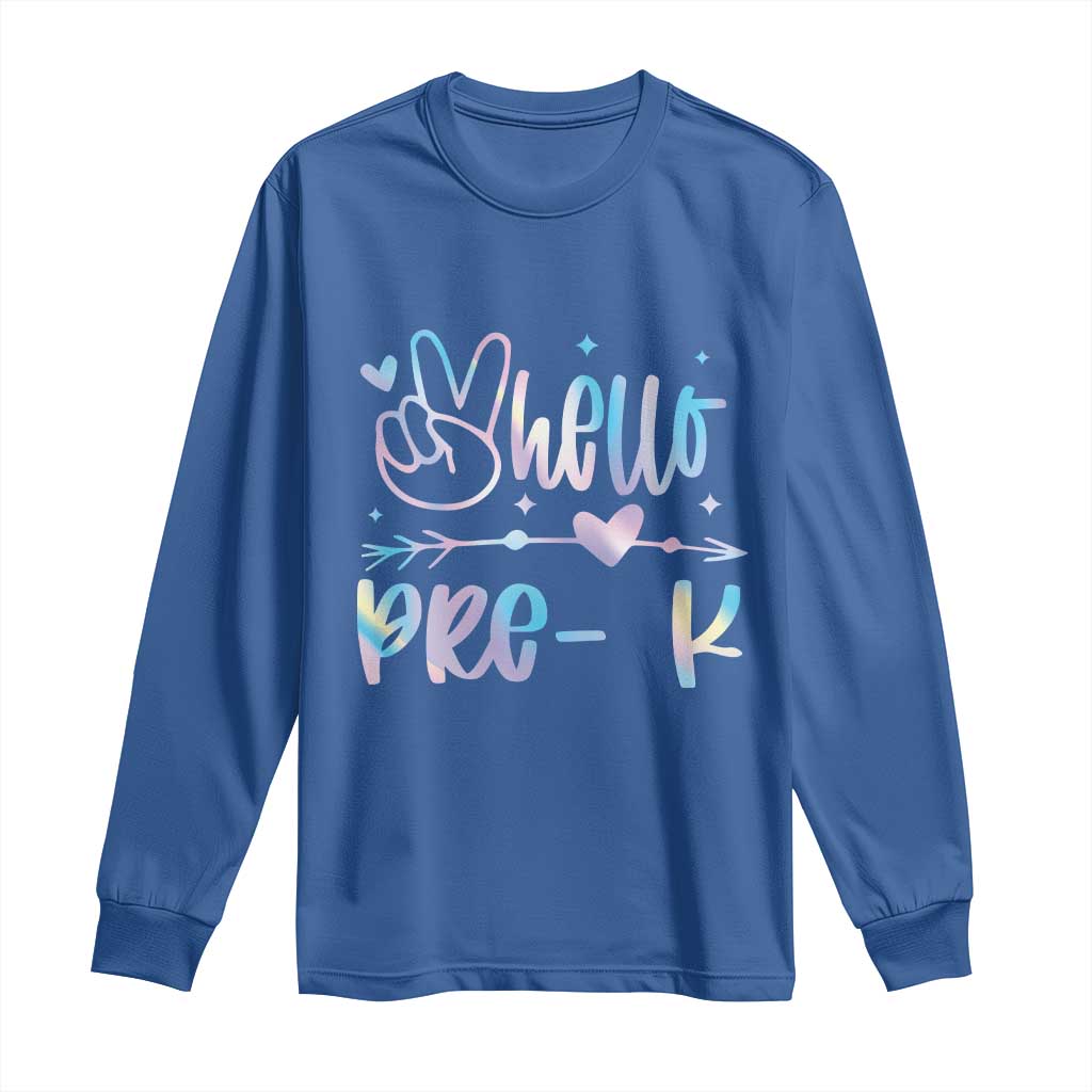 Hello Pre-k Long Sleeve Shirt Back To School Cute Tie Dye - Wonder Print Shop