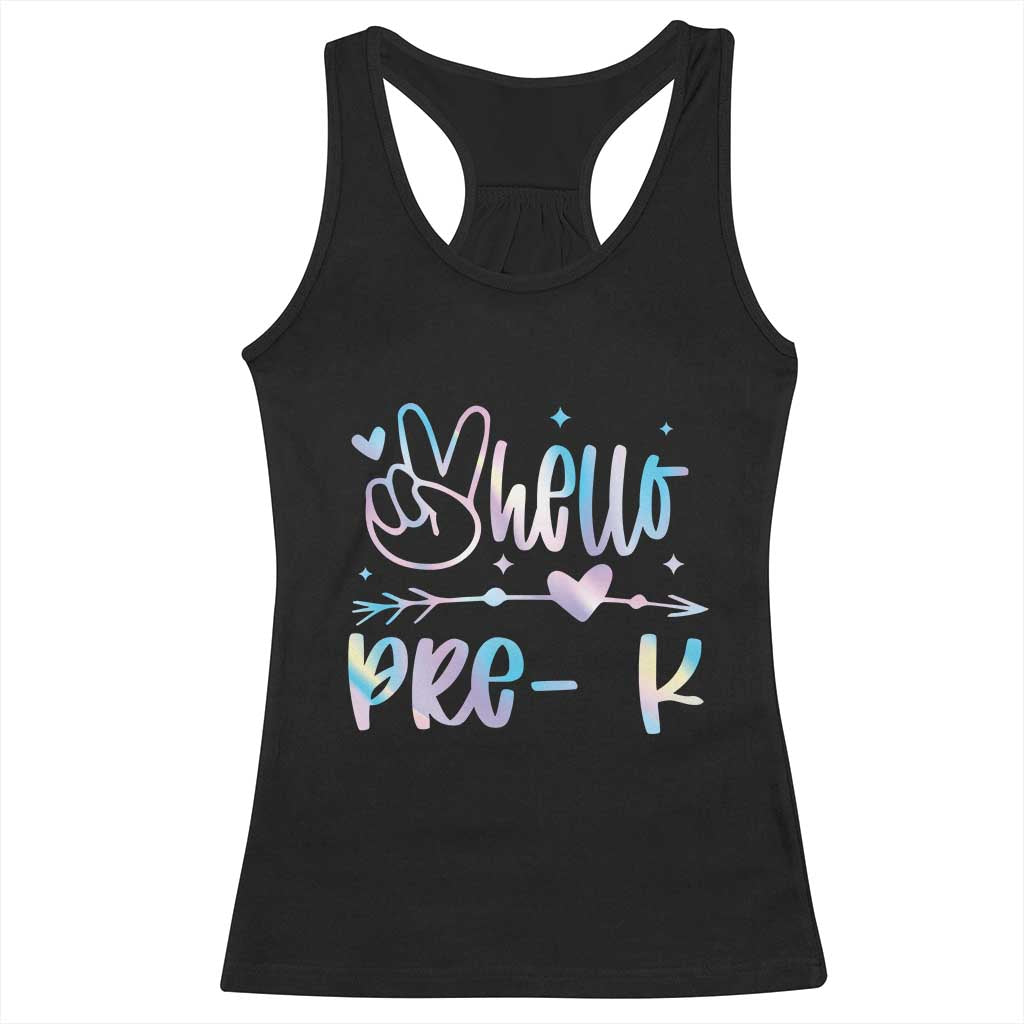 Hello Pre-k Racerback Tank Top Back To School Cute Tie Dye - Wonder Print Shop