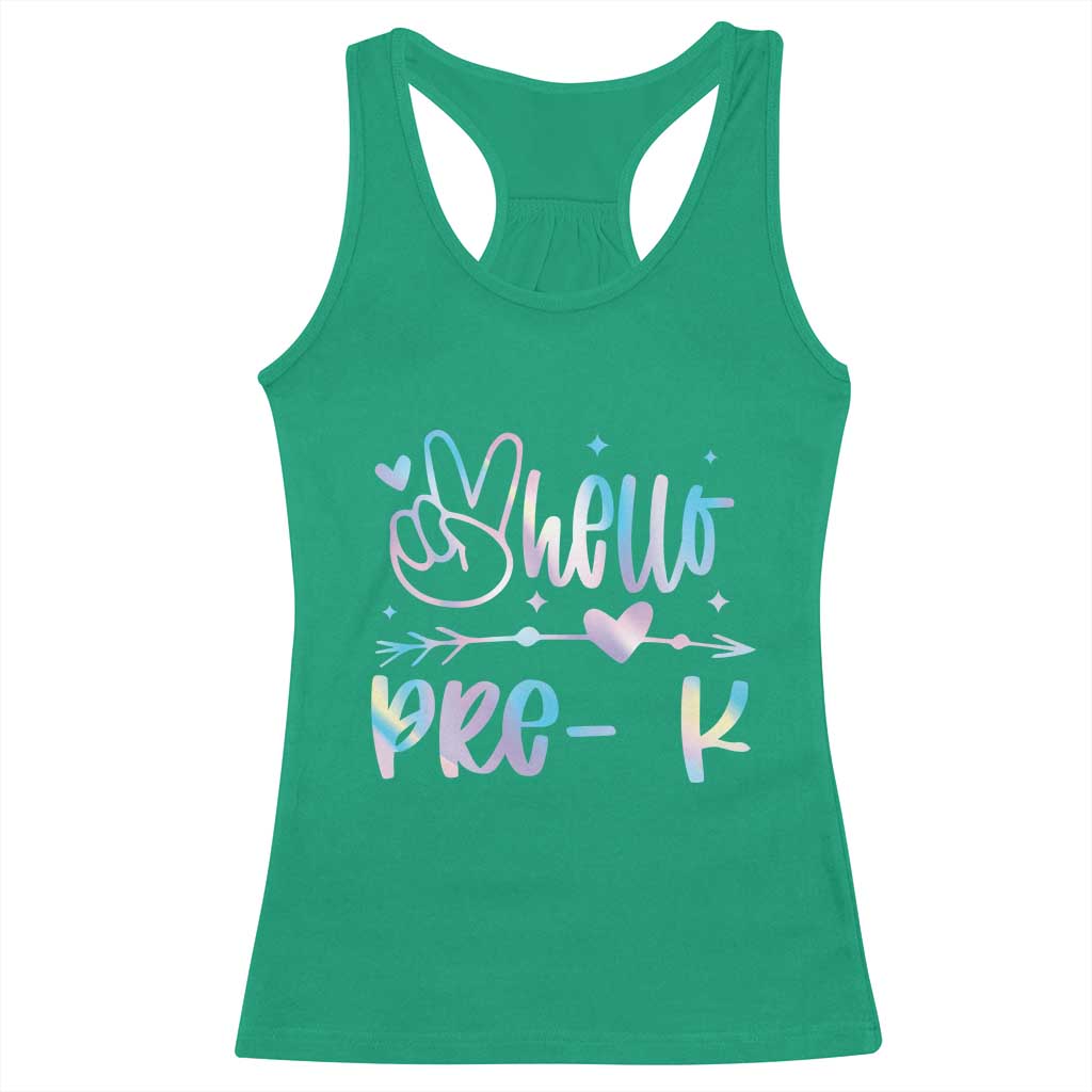 Hello Pre-k Racerback Tank Top Back To School Cute Tie Dye - Wonder Print Shop