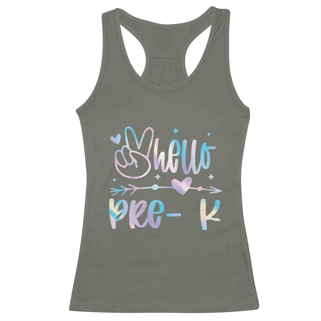 Hello Pre-k Racerback Tank Top Back To School Cute Tie Dye - Wonder Print Shop