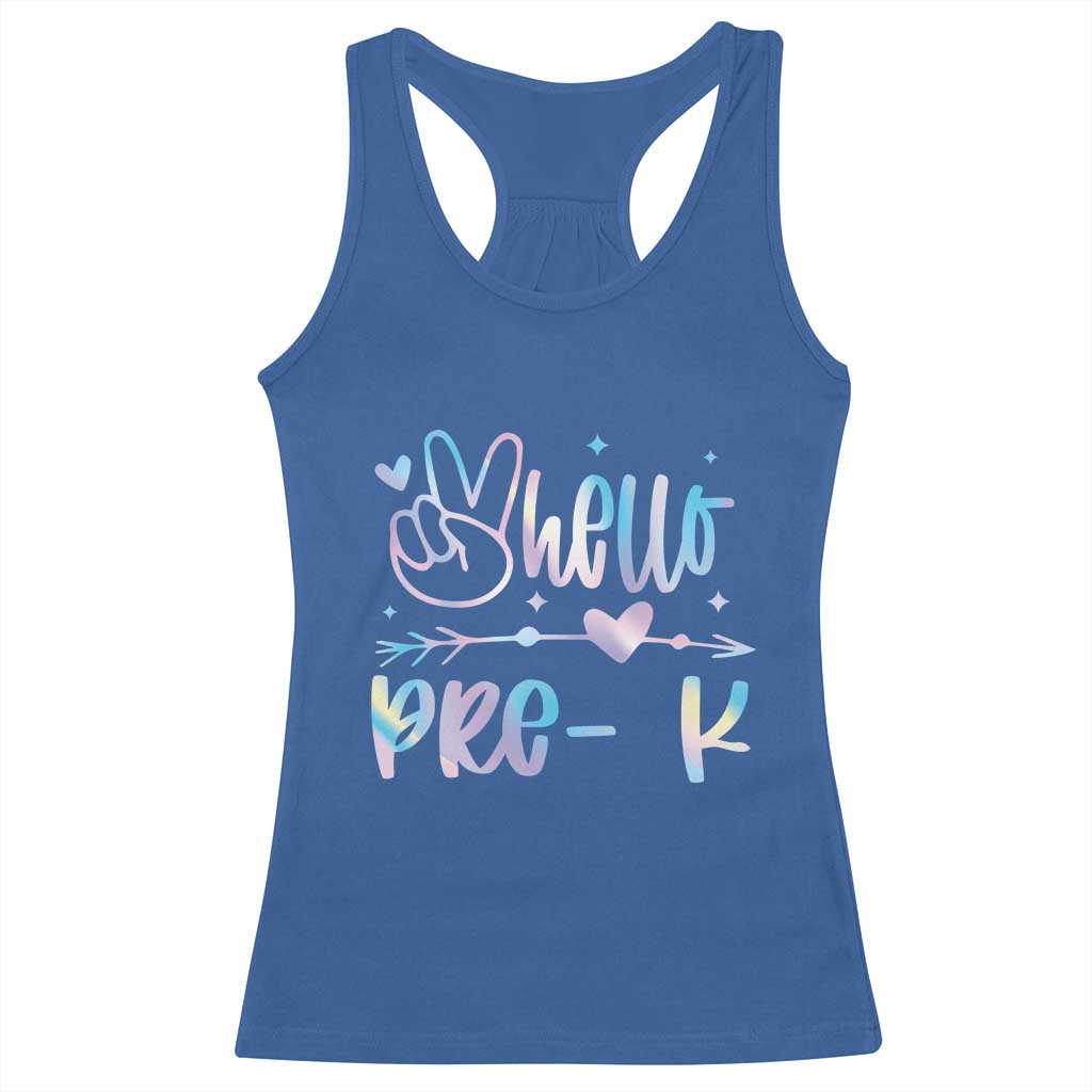 Hello Pre-k Racerback Tank Top Back To School Cute Tie Dye - Wonder Print Shop