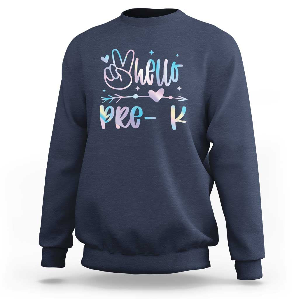 Hello Pre-k Sweatshirt Back To School Cute Tie Dye - Wonder Print Shop