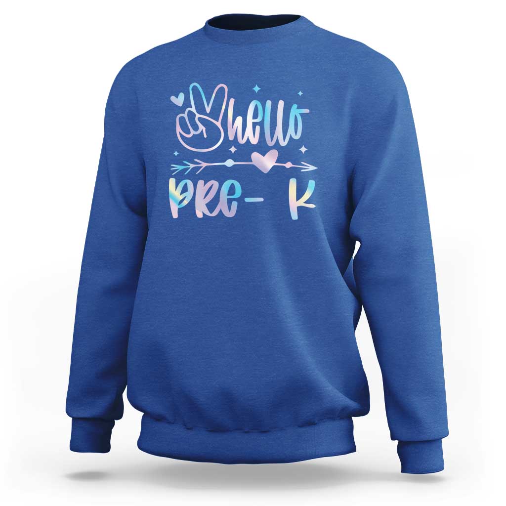 Hello Pre-k Sweatshirt Back To School Cute Tie Dye - Wonder Print Shop
