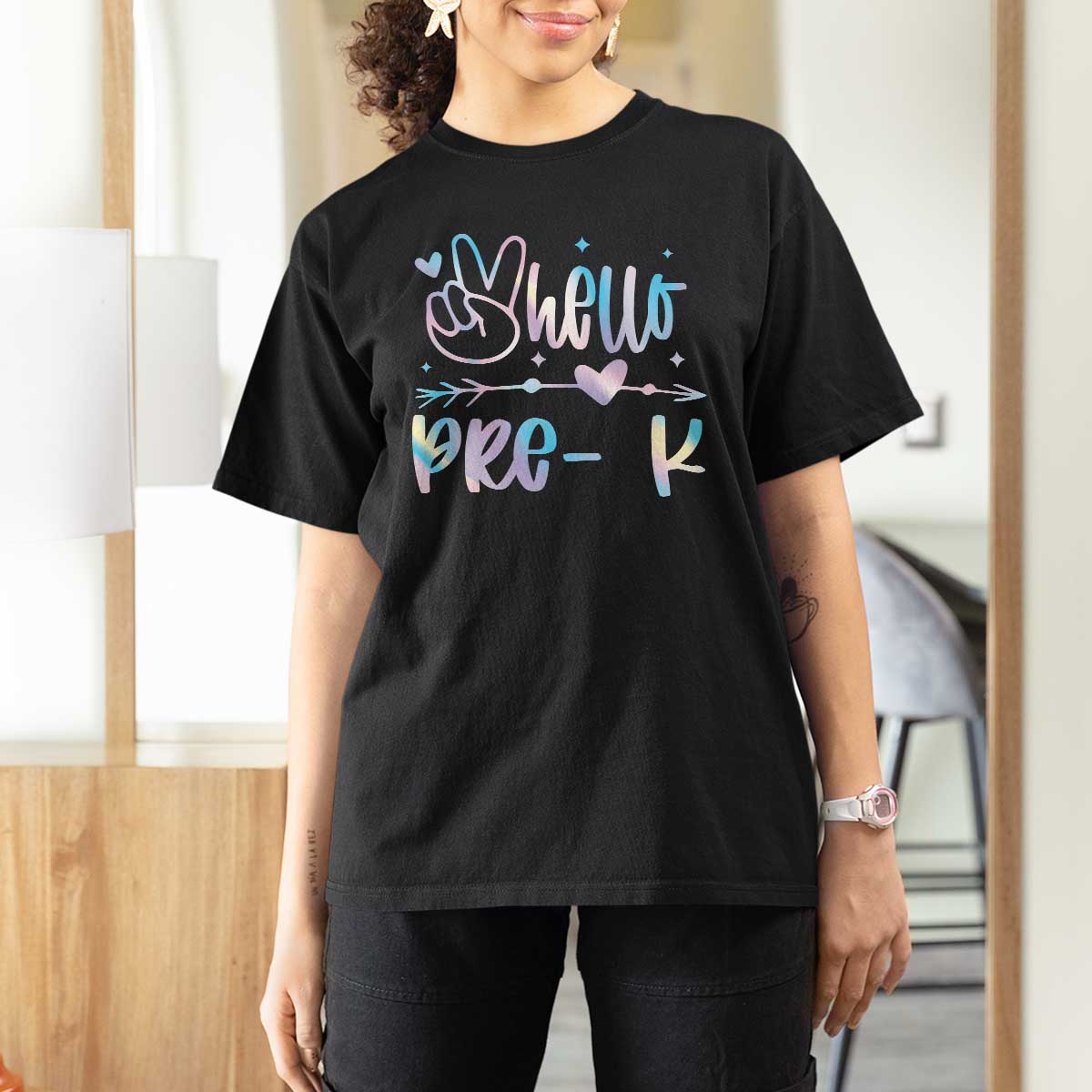 Hello Pre-k T Shirt For Women Back To School Cute Tie Dye - Wonder Print Shop