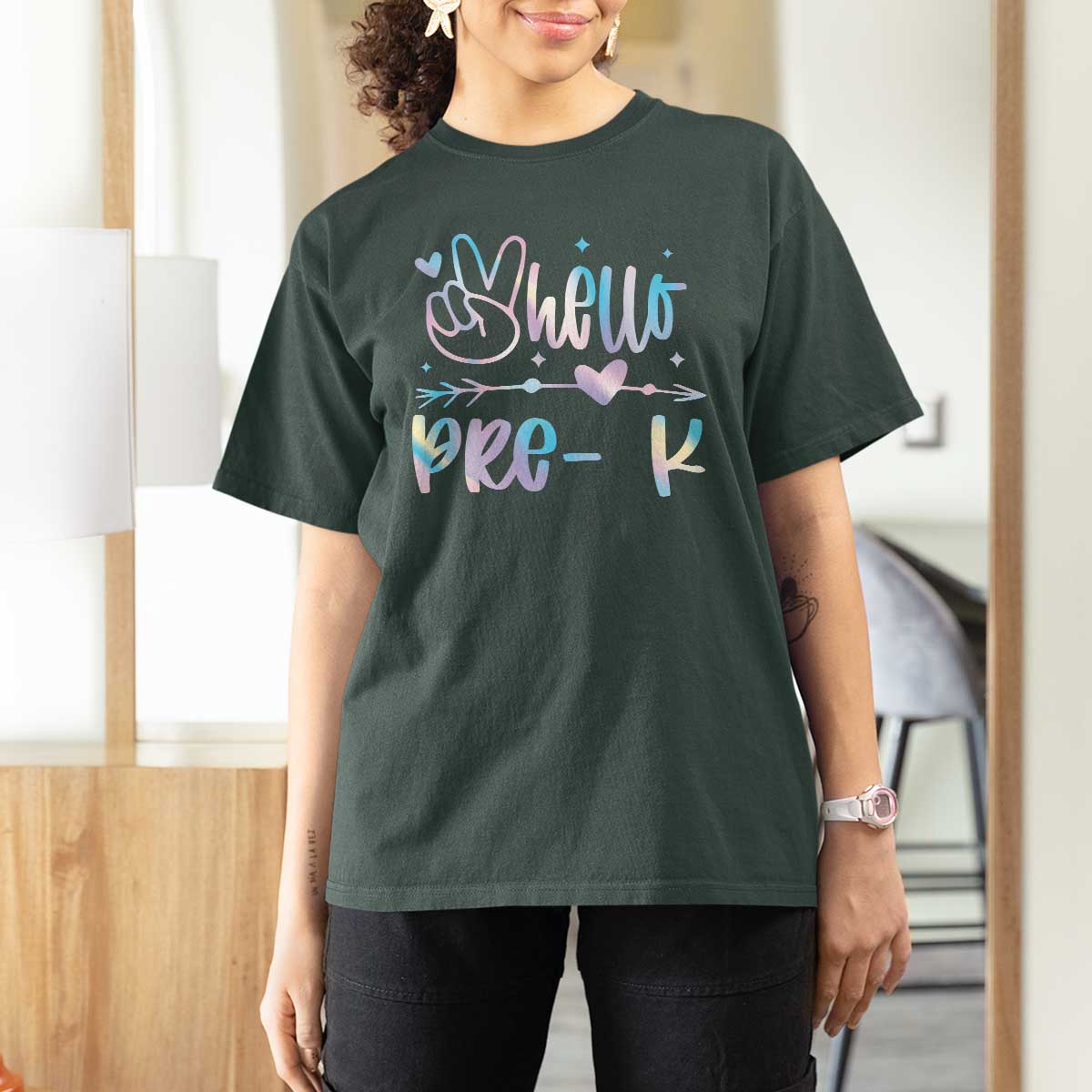 Hello Pre-k T Shirt For Women Back To School Cute Tie Dye - Wonder Print Shop