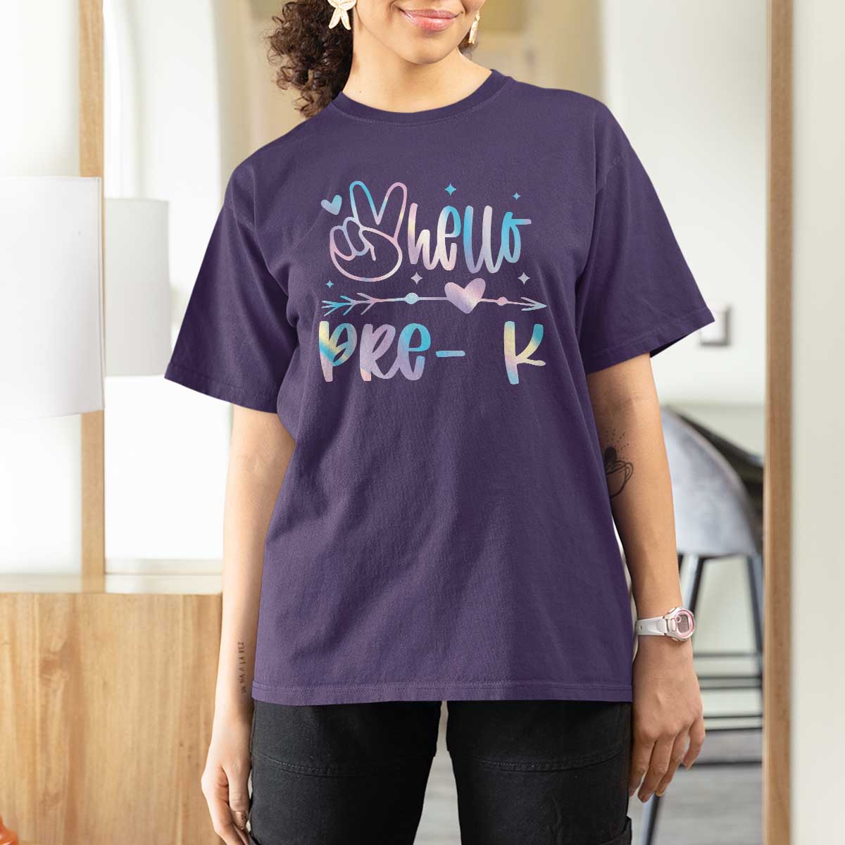 Hello Pre-k T Shirt For Women Back To School Cute Tie Dye - Wonder Print Shop