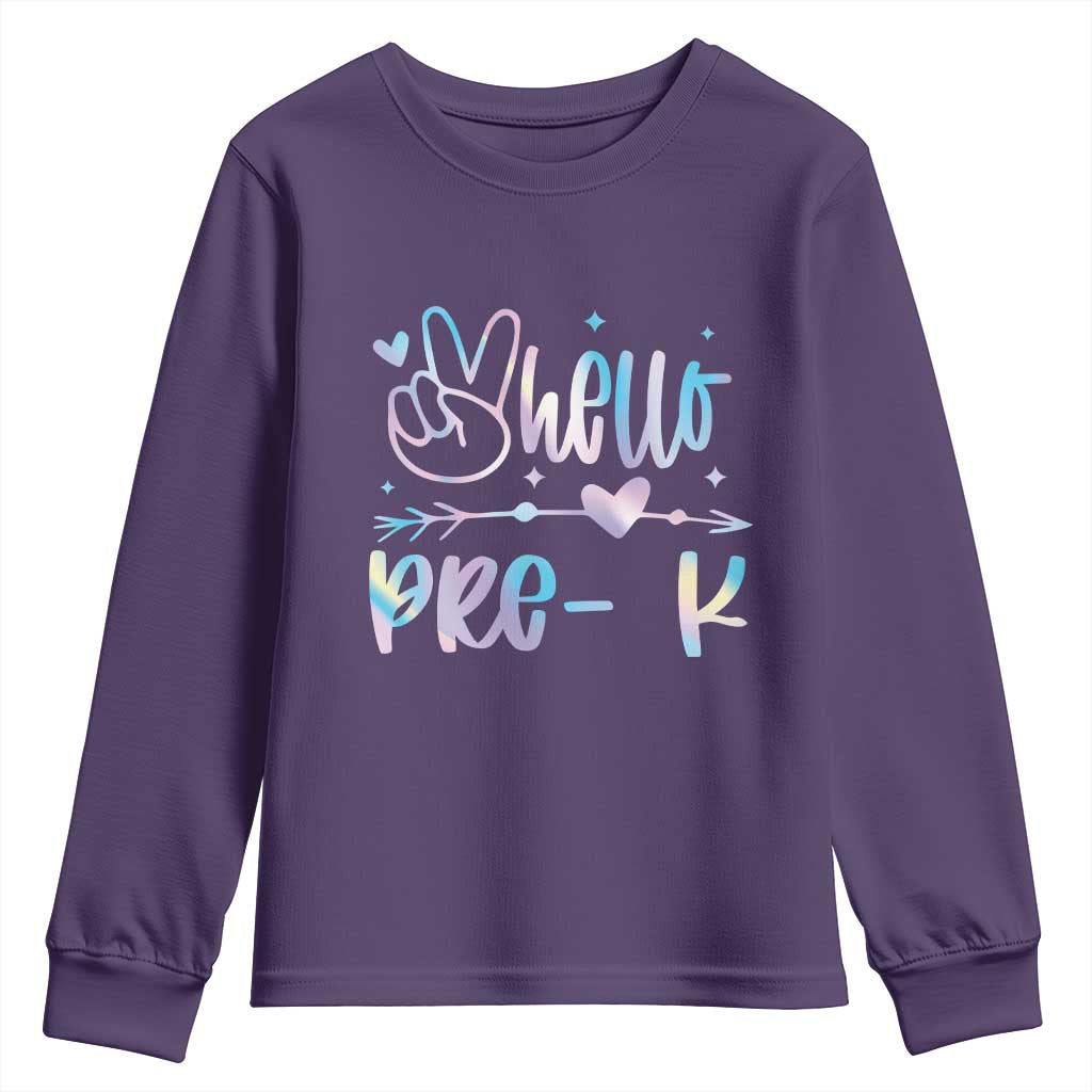 Hello Pre-k Youth Sweatshirt Back To School Cute Tie Dye - Wonder Print Shop