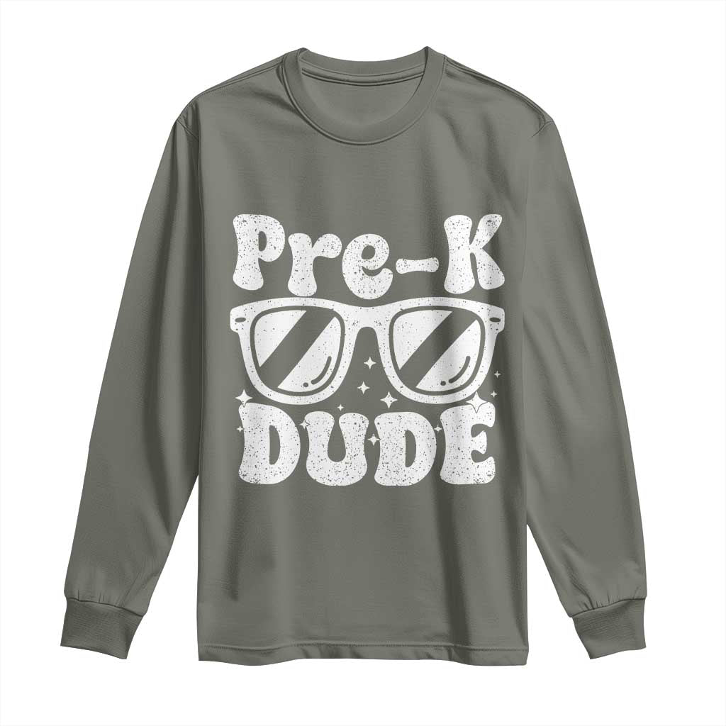 Pre-k Dude Long Sleeve Shirt Funny Back to School First Day of Preschool - Wonder Print Shop