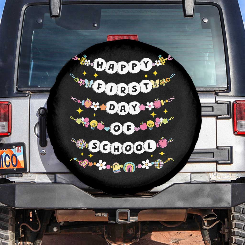 Happy First Day Of School Spare Tire Cover Teacher Kids Back To School Bracelets - Wonder Print Shop
