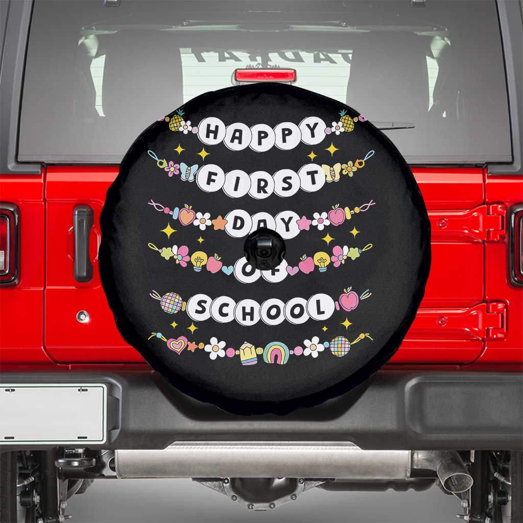 Happy First Day Of School Spare Tire Cover Teacher Kids Back To School Bracelets - Wonder Print Shop