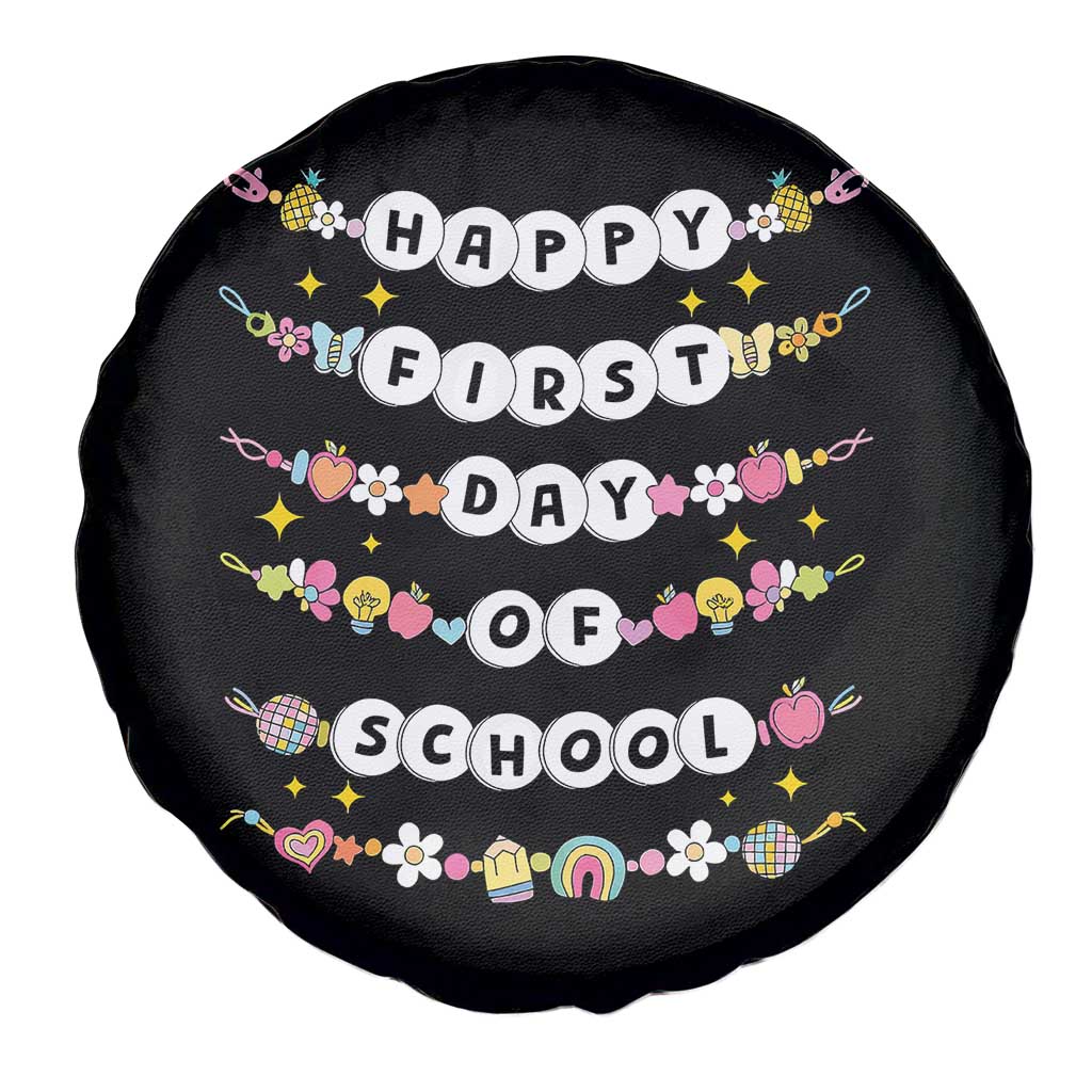 Happy First Day Of School Spare Tire Cover Teacher Kids Back To School Bracelets - Wonder Print Shop