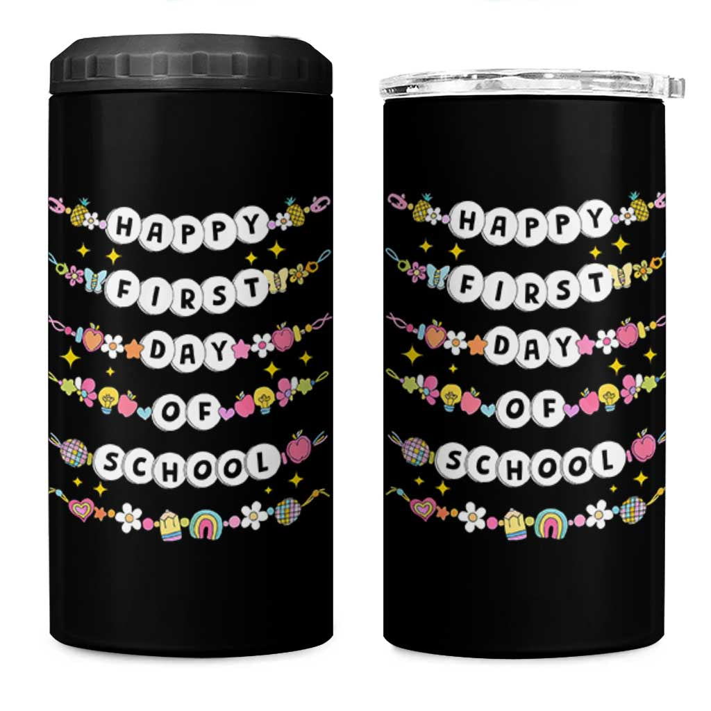 Happy First Day Of School 4 in 1 Can Cooler Tumbler Teacher Kids Back To School Bracelets - Wonder Print Shop