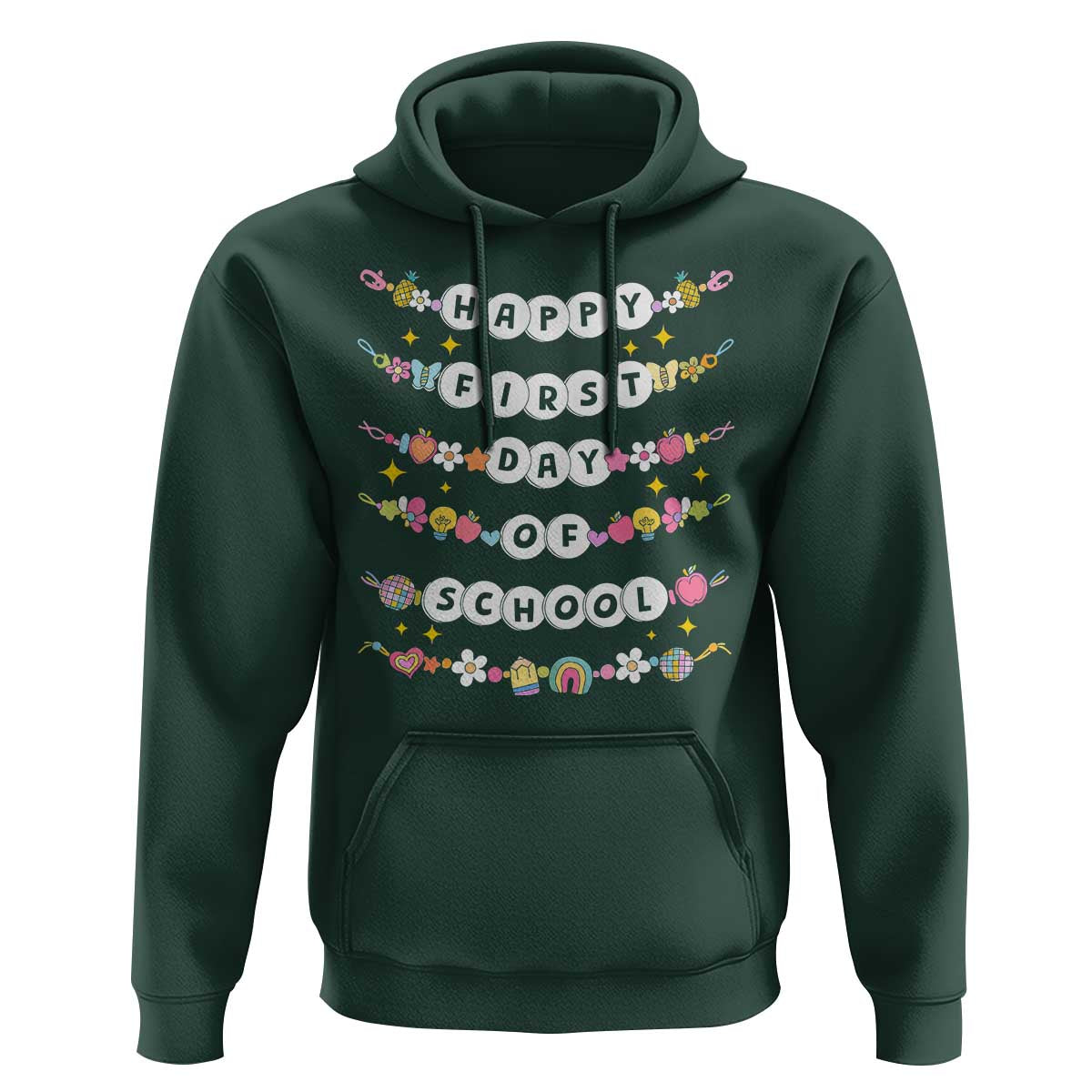 Happy First Day Of School Hoodie Teacher Kids Back To School Bracelets - Wonder Print Shop