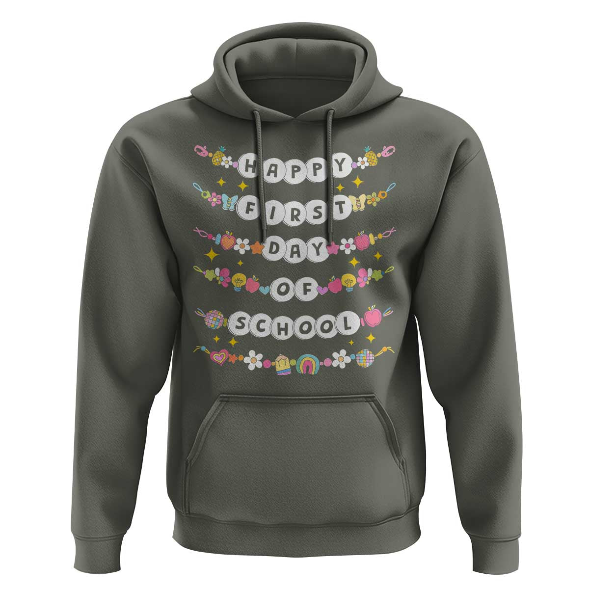 Happy First Day Of School Hoodie Teacher Kids Back To School Bracelets - Wonder Print Shop