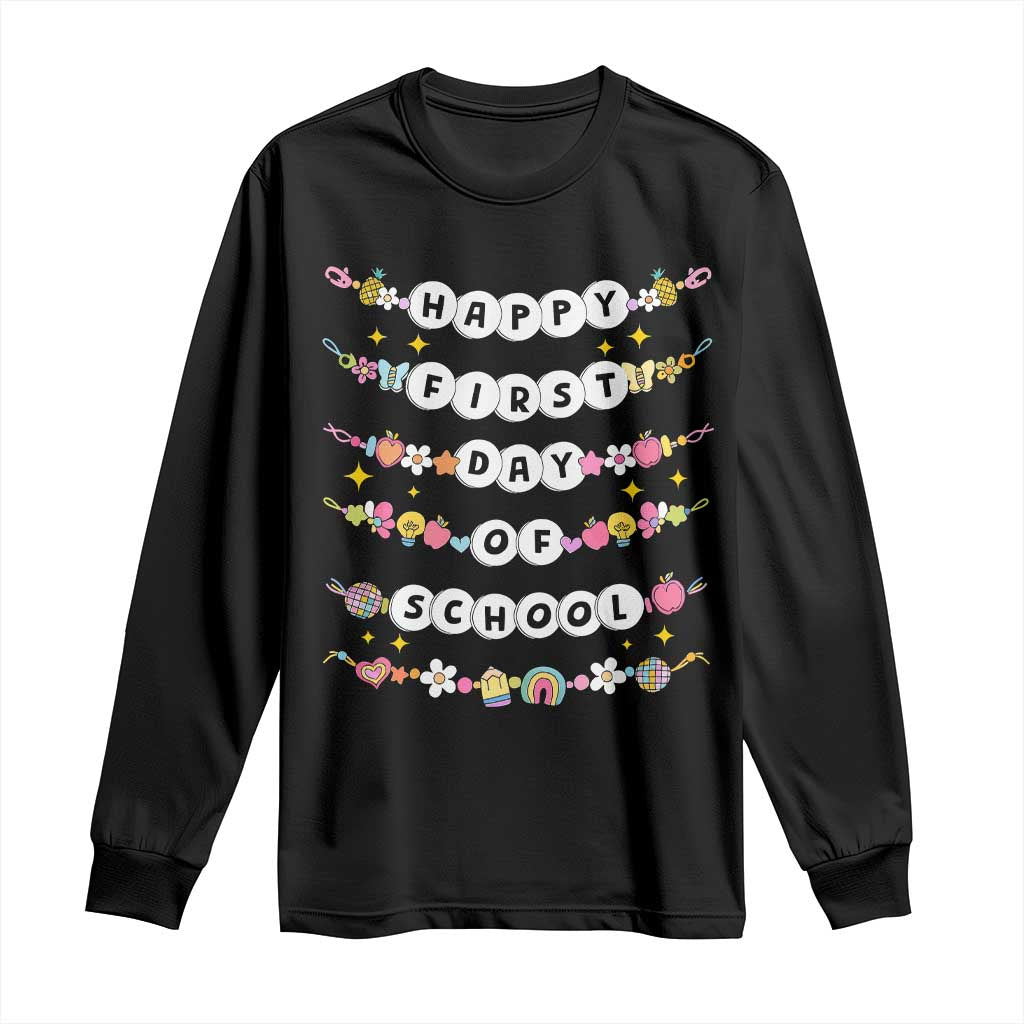 Happy First Day Of School Long Sleeve Shirt Teacher Kids Back To School Bracelets - Wonder Print Shop