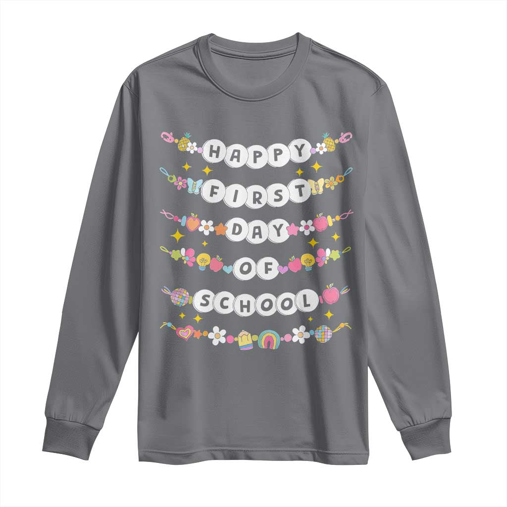 Happy First Day Of School Long Sleeve Shirt Teacher Kids Back To School Bracelets - Wonder Print Shop