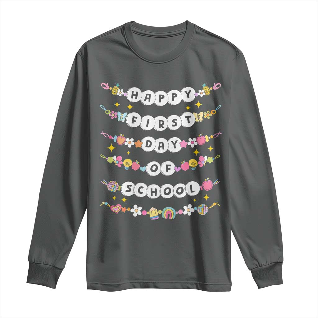 Happy First Day Of School Long Sleeve Shirt Teacher Kids Back To School Bracelets - Wonder Print Shop
