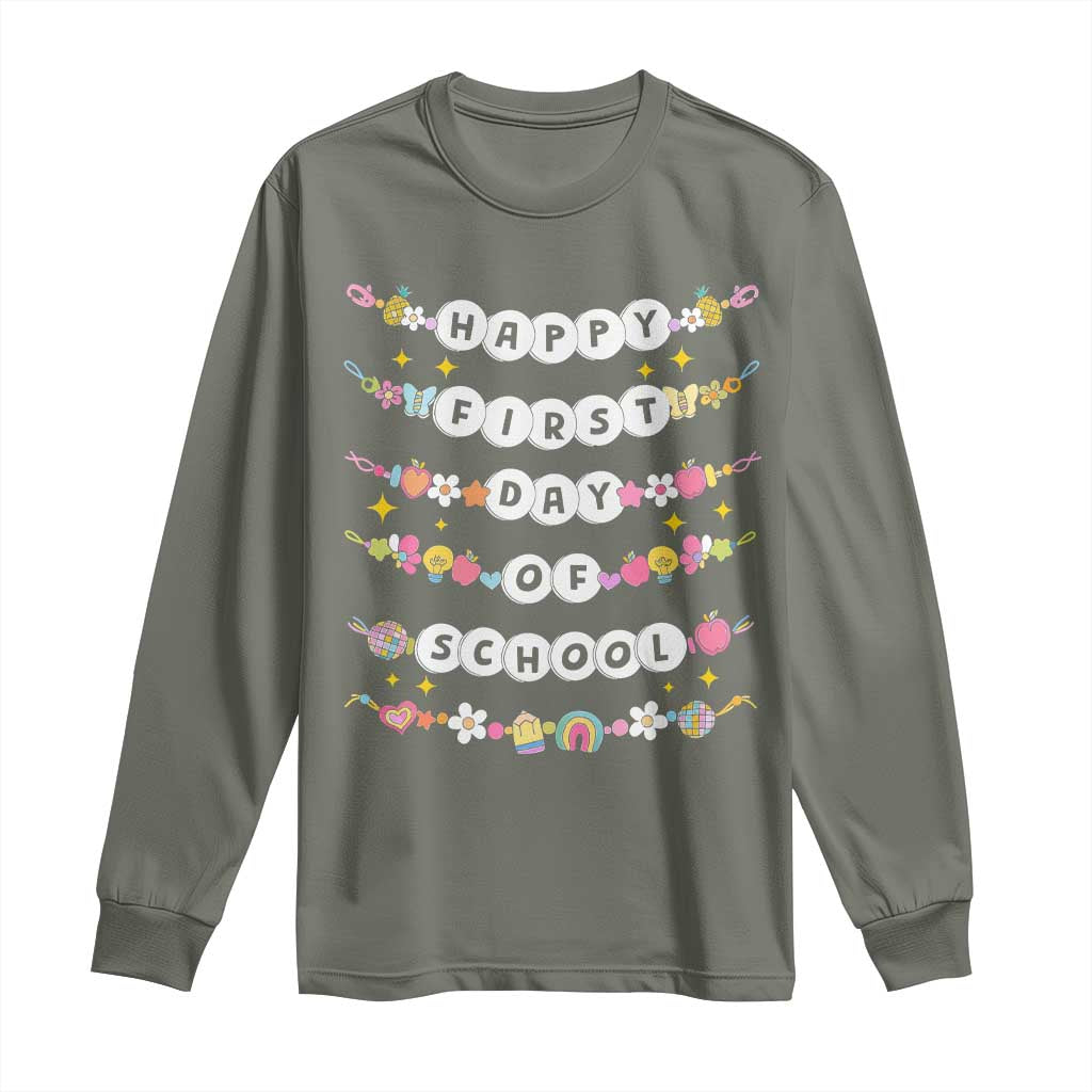 Happy First Day Of School Long Sleeve Shirt Teacher Kids Back To School Bracelets - Wonder Print Shop