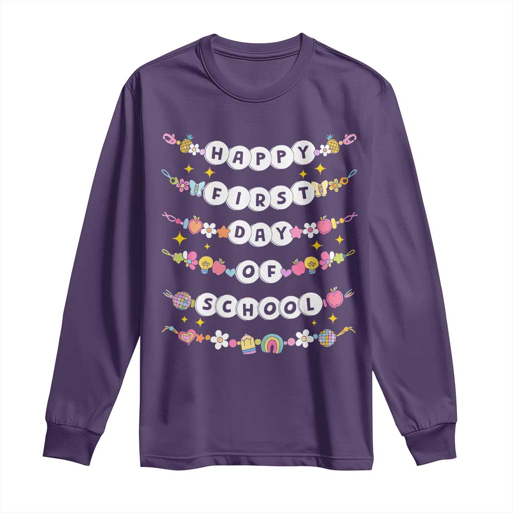 Happy First Day Of School Long Sleeve Shirt Teacher Kids Back To School Bracelets - Wonder Print Shop