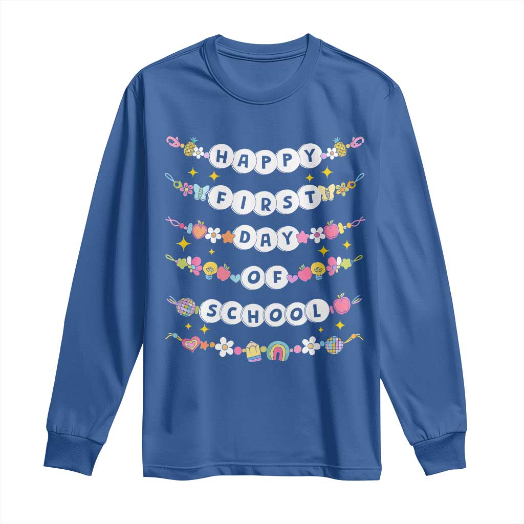 Happy First Day Of School Long Sleeve Shirt Teacher Kids Back To School Bracelets - Wonder Print Shop