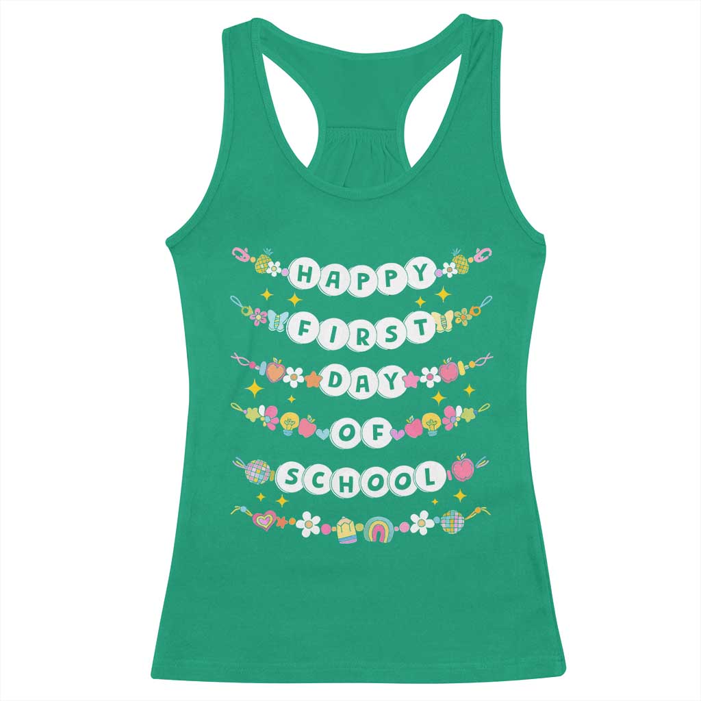 Happy First Day Of School Racerback Tank Top Teacher Kids Back To School Bracelets - Wonder Print Shop