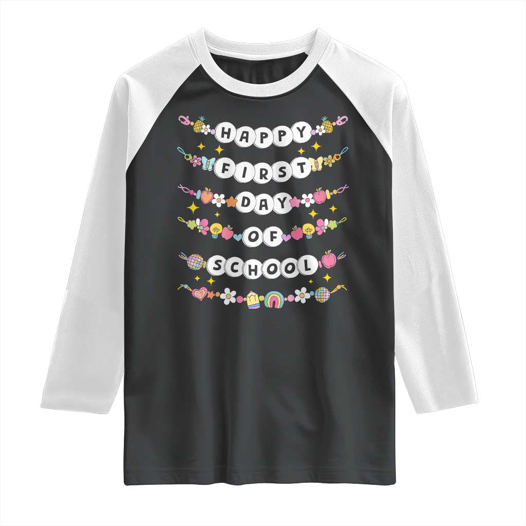 Happy First Day Of School Raglan Shirt Teacher Kids Back To School Bracelets - Wonder Print Shop