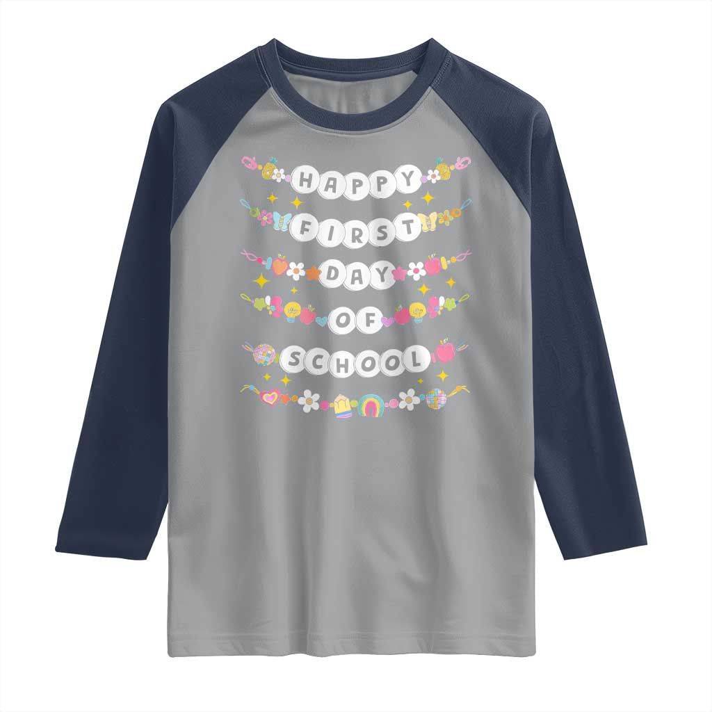 Happy First Day Of School Raglan Shirt Teacher Kids Back To School Bracelets - Wonder Print Shop