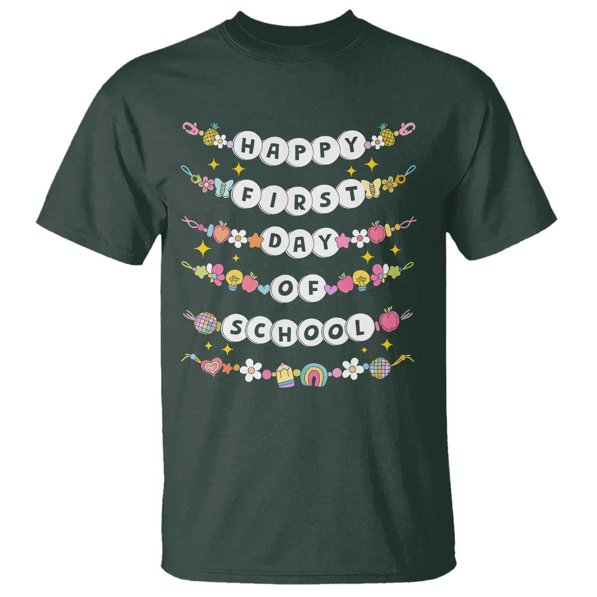 Happy First Day Of School T Shirt Teacher Kids Back To School Bracelets - Wonder Print Shop