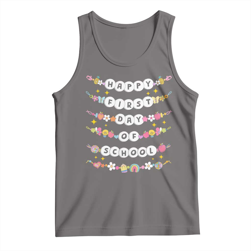 Happy First Day Of School Tank Top Teacher Kids Back To School Bracelets - Wonder Print Shop