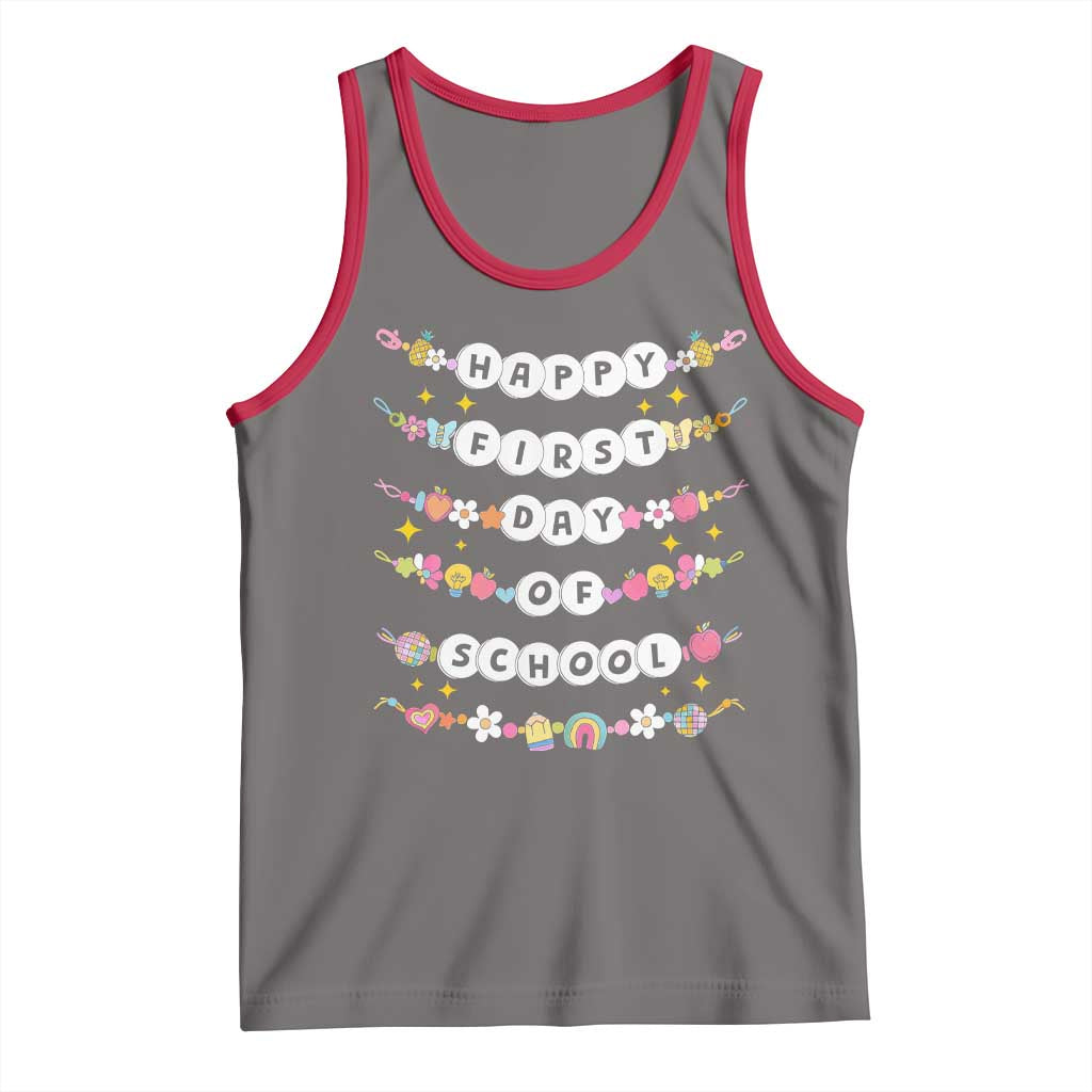 Happy First Day Of School Tank Top Teacher Kids Back To School Bracelets - Wonder Print Shop