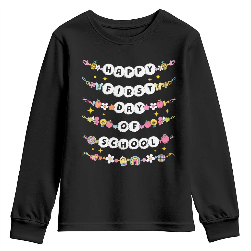 Happy First Day Of School Youth Sweatshirt Teacher Kids Back To School Bracelets - Wonder Print Shop