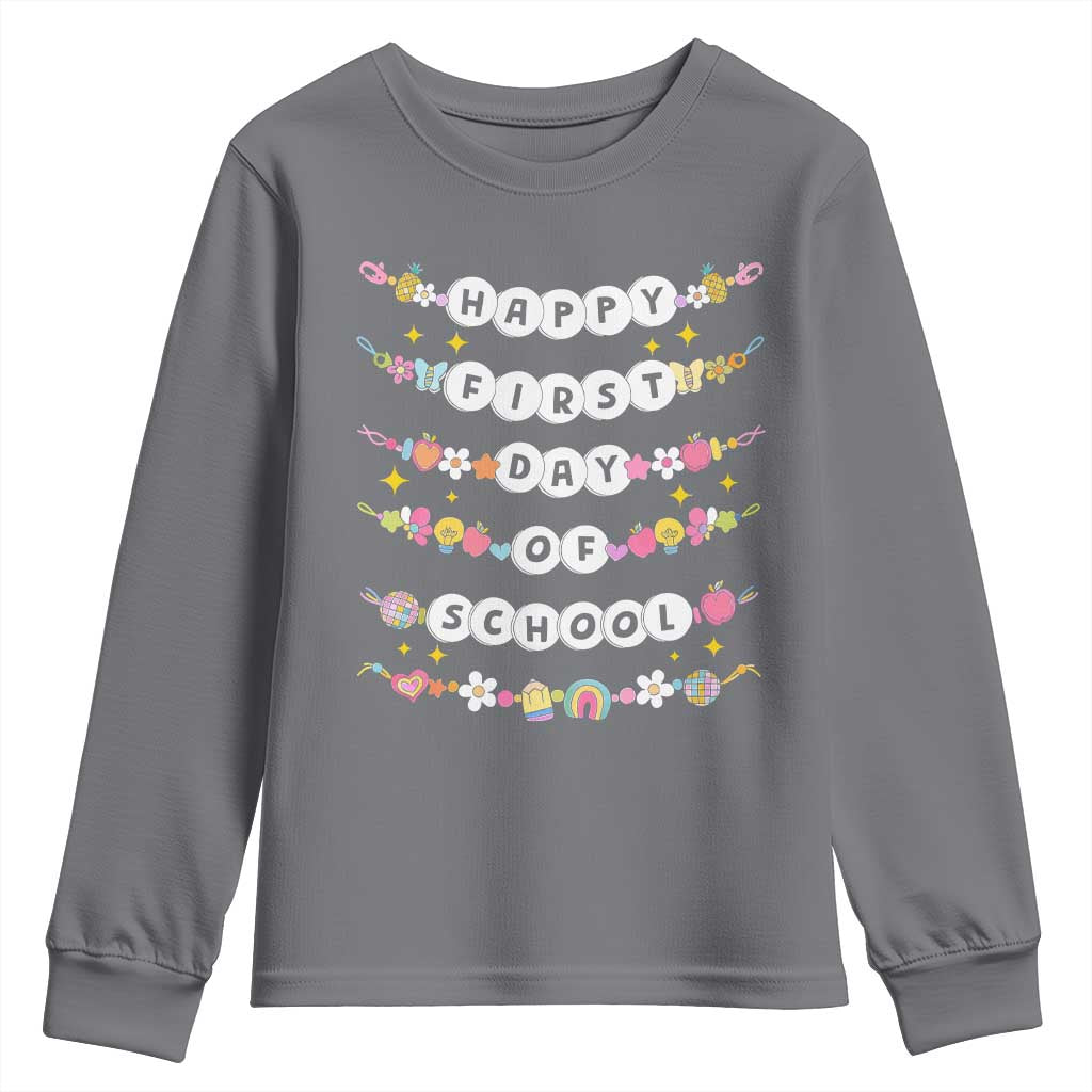 Happy First Day Of School Youth Sweatshirt Teacher Kids Back To School Bracelets - Wonder Print Shop