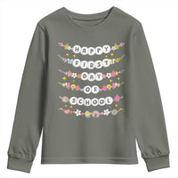 Happy First Day Of School Youth Sweatshirt Teacher Kids Back To School Bracelets - Wonder Print Shop
