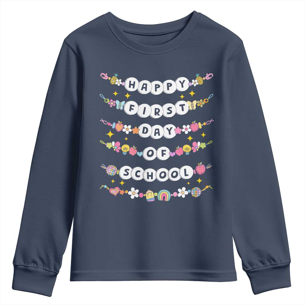 Happy First Day Of School Youth Sweatshirt Teacher Kids Back To School Bracelets - Wonder Print Shop